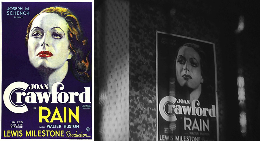 Poster for Lewis Milestone’s Rain (1932) in A Mother Should Be Loved (1934)