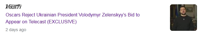 Oscars 2023 reject Zelenskiy